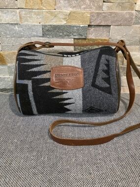 Pendleton Gray & Black Wool Crossbody Bag